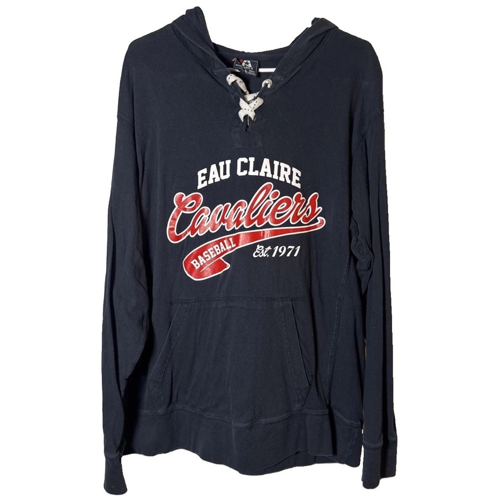 Eau Claire Cavaliers Baseball Hoodie Mens XL J America Lace Up Black Wisconsin